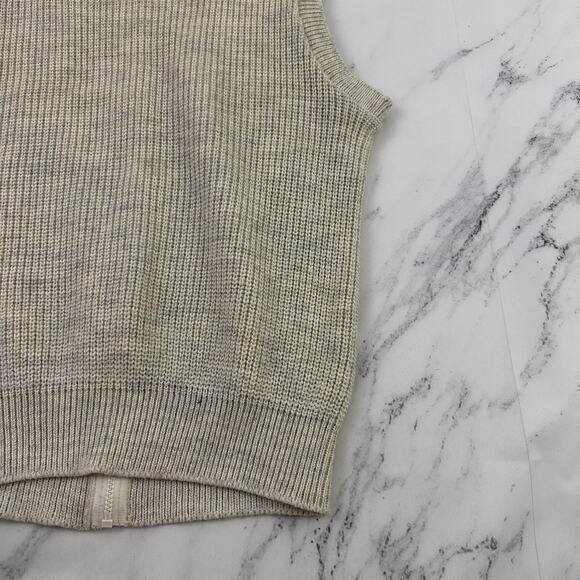 LL Bean Mens Vintage 90s High Trek Yarn Knit Sweater Vest Size L Cream Wool - Picture 8 of 9